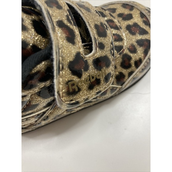 Reebok Glitter Cheetah Toddler Tennis Shoe Easy close strip Size 6 - Picture 10 of 12